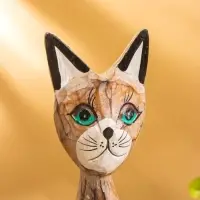 Сувенир интерьерный "Кошачья семья" (набор 3 шт: 30,25 и 20 см) дерево, цв. белый