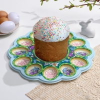 Пасхальная подставка на 12 яиц и кулич &laquo;Кролик&raquo; на пасху, 30 х 30 см.