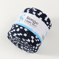 Трикотажная пряжа вторичная 90% хлопок,10% п/э, 100м/450&plusmn;50 гр (полосатик бело-чёрный)