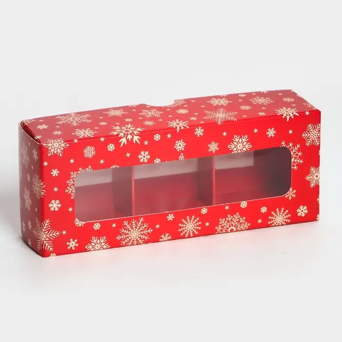 Коробка под 3 конфеты &laquo;Снежинки&raquo;, 13&times;5&times;3.3 см