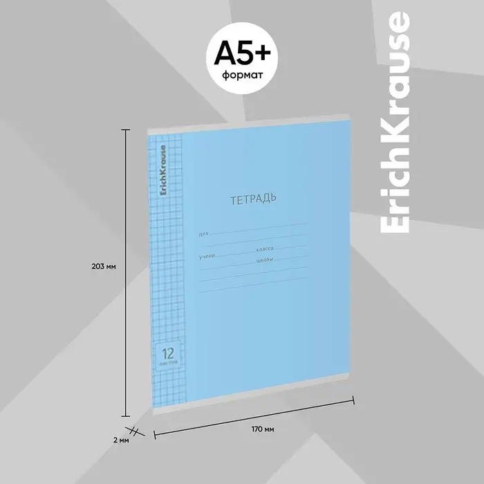 Тетрадь 12 листов в клетку ErichKrause &laquo;Классика&raquo;, обложка мелованный картон, МИКС