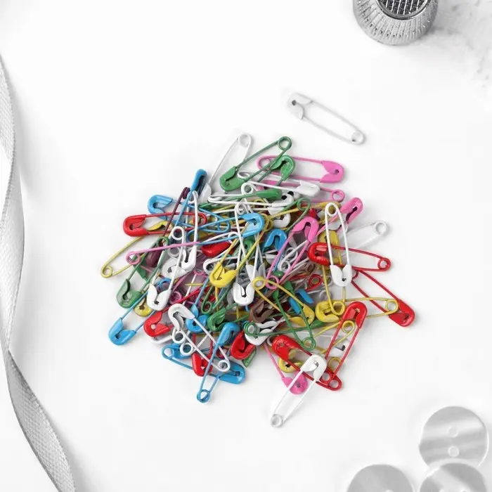 Булавки английские, 18 мм, 100 шт., цвет разноцветный