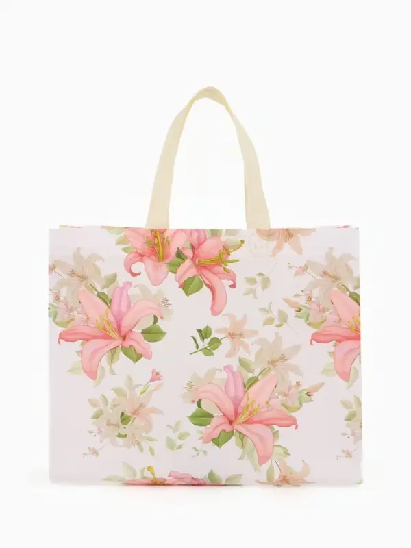 Сумка для покупок Цветы, 32*10*26. отд без молнии,  белый