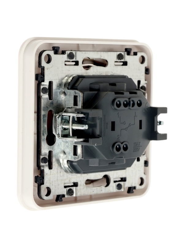 Выключатель, серия "Circular", 10 А, 1 кл., с подсветкой, скрытый, белый, серебристая рамка   107461