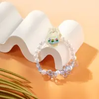 Браслет детский &laquo;Выбражулька&raquo; котик, d=6 см. цветы, жемчуг, бело-голубой