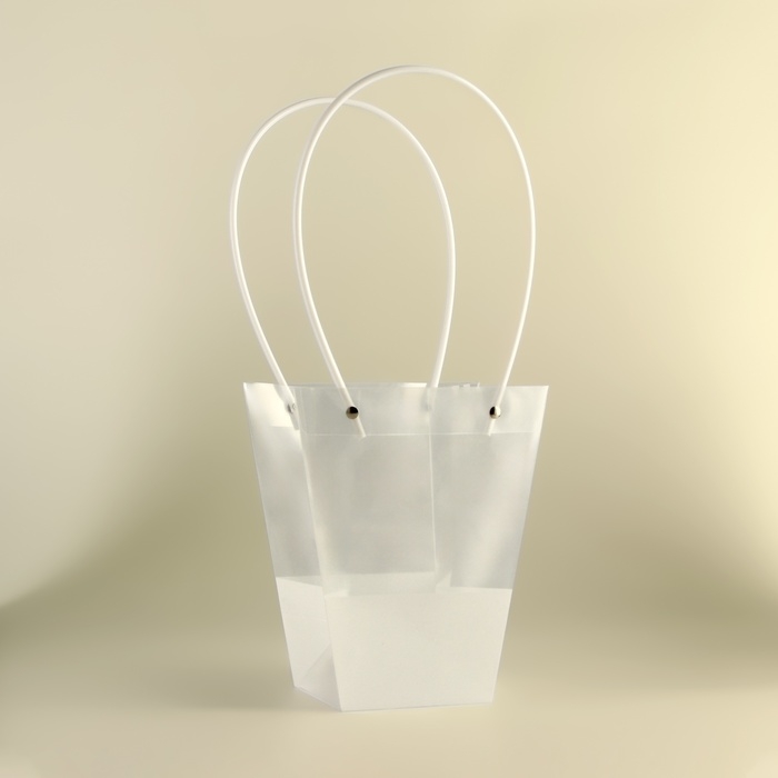 Сумка для цветов прозрачная, влагостойкая, белая, 20х17х10 см