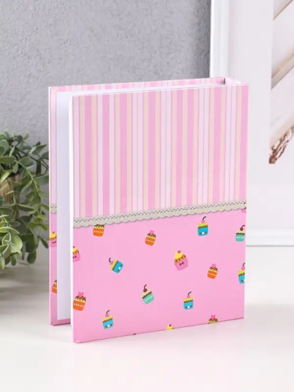 Фотоальбом 200 фото 10X15см, "Три пуговки", розовый, ПП карм.