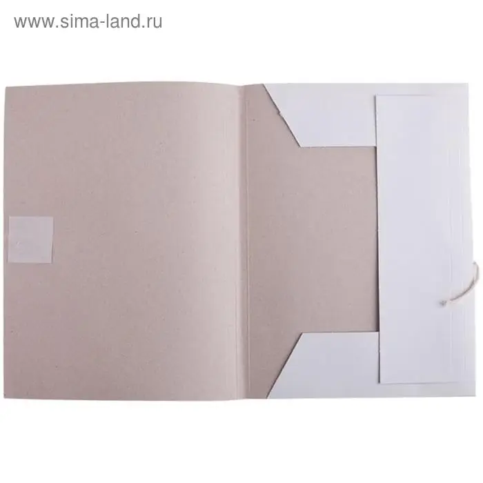Папка д/бумаг А4, на завязках, Calligrata, 250 г/м2, до 200л, белая, картон немелованный