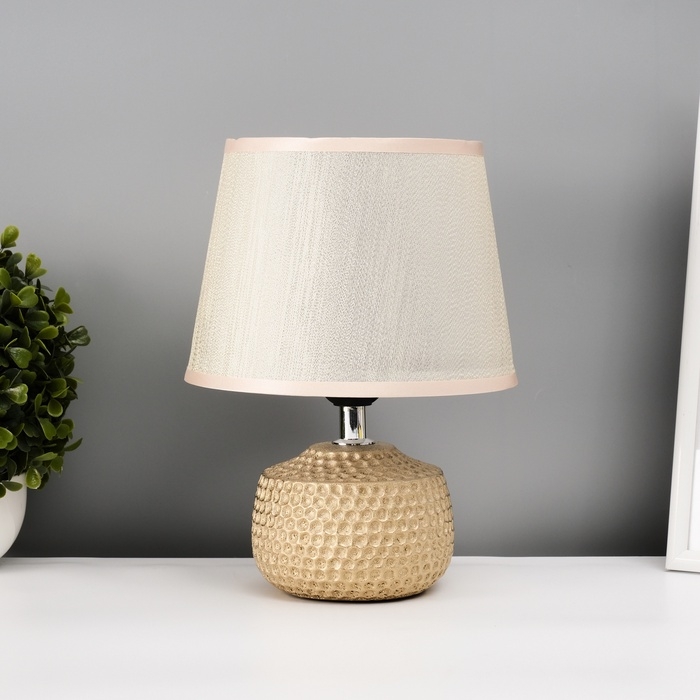 Настольная лампа с абажуром RISALUX &laquo;Капли дождя&raquo;, 1&times;40 Вт, Е27, золото, 17.5&times;17.5&times;23.5 см