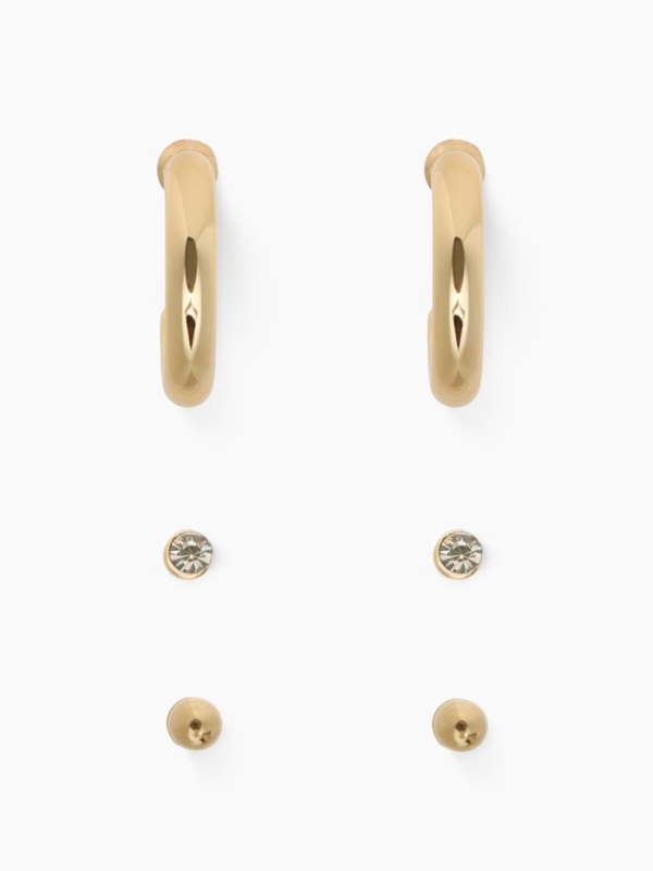 Набор серьги 3 пары &laquo;Классика&raquo; кольца, цвет золото