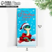 Конверт для денег &laquo;Змея 2025&raquo;, голубой, 16.5 х 8 см