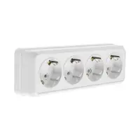 Розетка четырехместная TANGO, 16 А, 250 В, IP 20, с заземлением, огнеупорный ABS-пластик, белая 1098