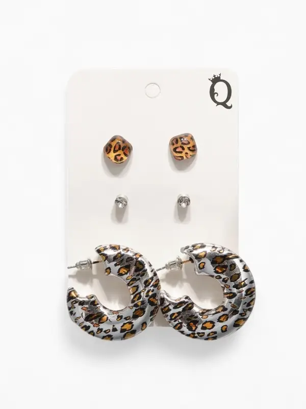 Набор серьги "Леопард" кольцо, цветной в серебре