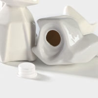 Набор фарфоровый для специй на бамбуковой подставке BellaTenero &laquo;Лисы&raquo;, 3 предмета: солонка 80 мл, перечница 80 мл, подставка, цвет белый