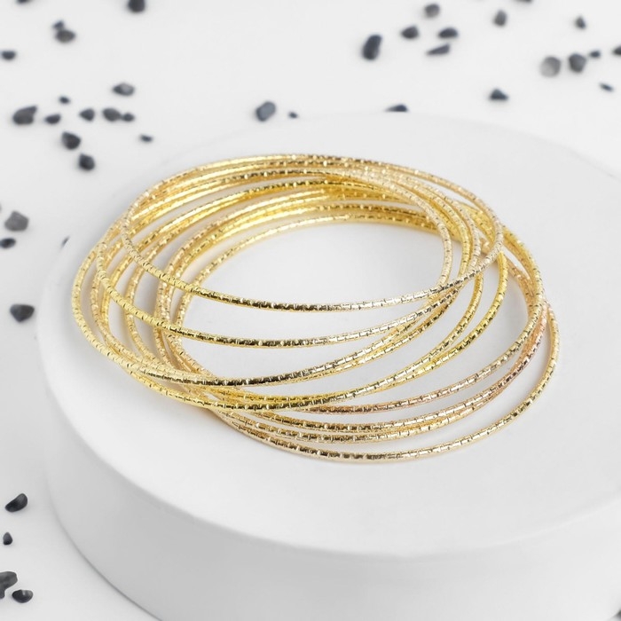 Браслет металл &laquo;Каркас&raquo; тонкая нить, набор 10 штук, цвет золото, 6,5см
