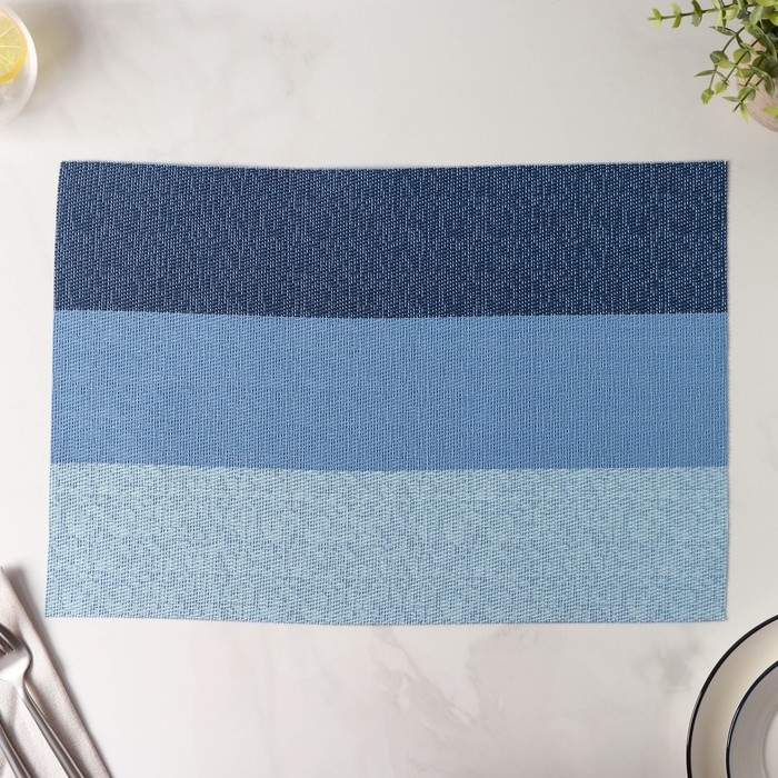 Салфетка сервировочная на стол &laquo;Три полосы&raquo;, 45&times;30 см, цвет голубой