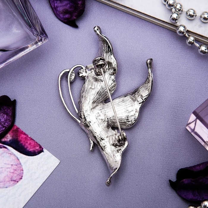 Брошь &laquo;Бабочка&raquo; нежность, цвет белый в серебре