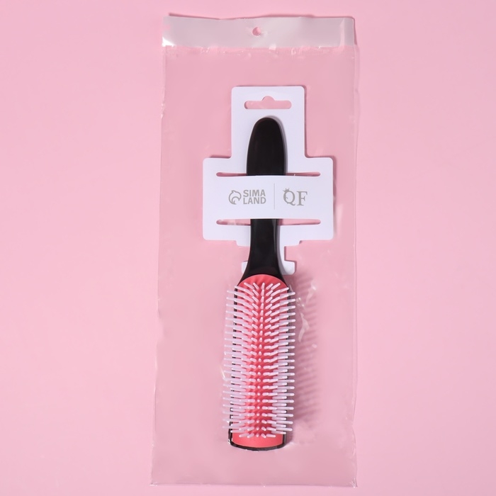 Расчёска массажная, 4,5 &times; 19 см, цвет чёрный/розовый