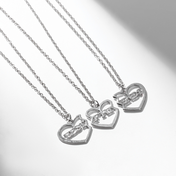 Кулоны &laquo;Неразлучники&raquo; best friends, трио, цвет серебро, 40 см