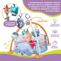 Развивающий коврик 3 в 1 &laquo;Енот&raquo;, 68х68 см, 30 цветных шариков, 5 игрушек, Крошка Я