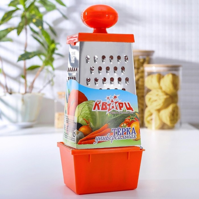 Тёрка Доляна &laquo;Комфорт&raquo;, 4 грани, с контейнером 450 мл, ручка круглая, 28&times;12&times;9 см, цвет МИКС