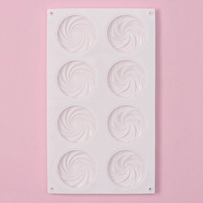 Форма для выпечки Доляна &laquo;Сладости.Завиток&raquo;, силикон, 8 ячеек, 29,5&times;17&times;1,5 см, цвет белый