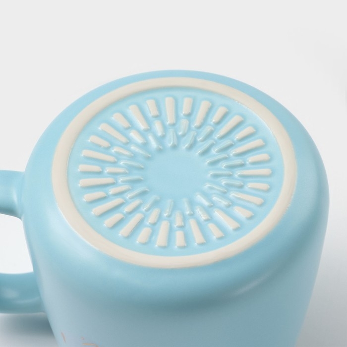 Кружка керамическая с ложкой &laquo;Мистер&raquo;, 380 мл, цвет голубой