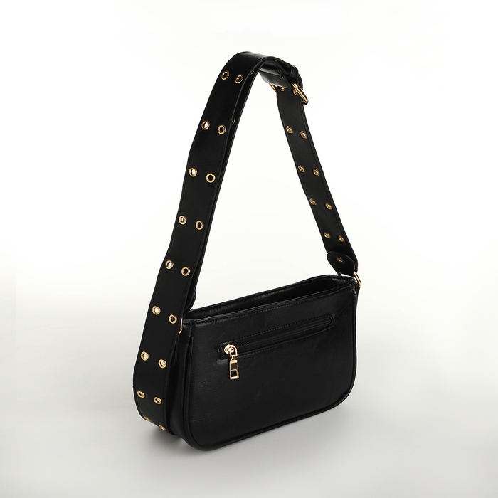 Сумка женская, багет, на молнии, цвет чёрный