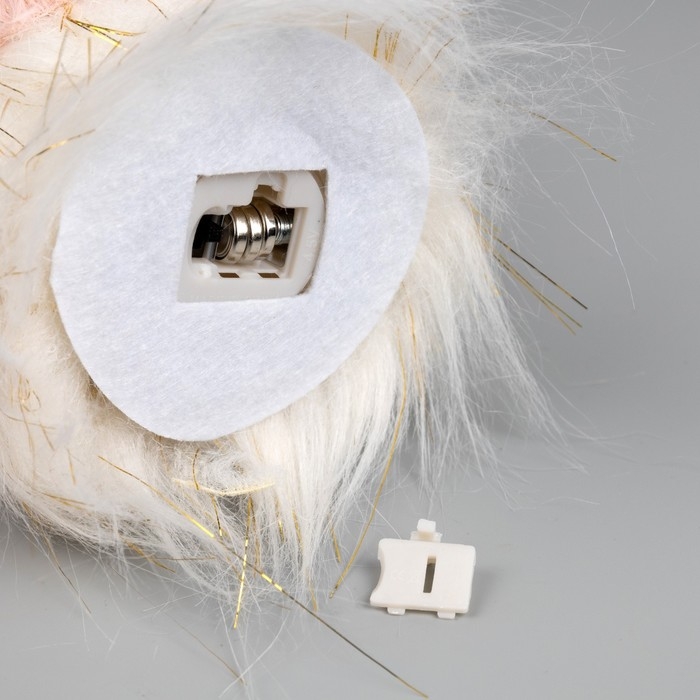 Светодиодная фигура &laquo;Гном розовый&raquo; 12 &times; 19 &times; 12 см, текстиль, батарейки AG10х3 (в комплекте), свечение тёплое белое