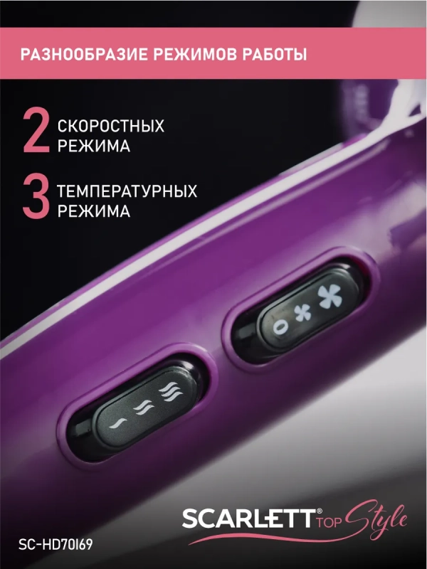 Фен для волос профессиональный с насадкой 2000Вт SC-HD70I69