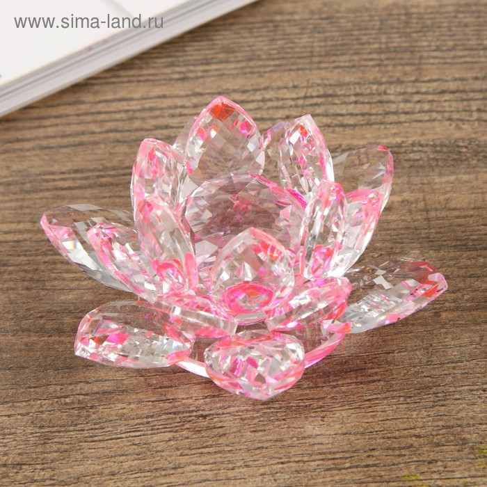 Сувенир стекло "Лотос розовый" диам 9,5 см