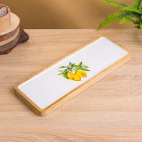 Блюдо прямоугольное "Лимоны" дерево манго 41х15 см