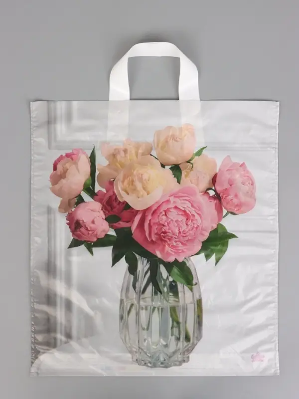 Пакет подарочный Роскошные пионы 40 х 36 см 37 мкм