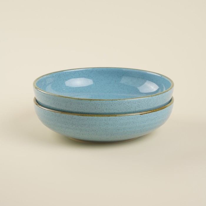 Набор тарелок глубоких фарфоровых SL Home &laquo;Аззура&raquo;, 18,5&times;5 см, цвет бирюзовый