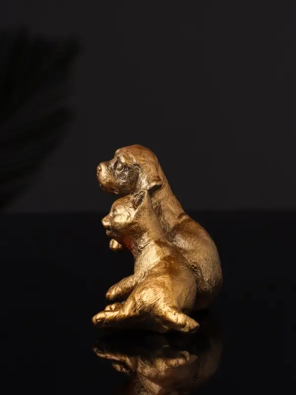 Набор статуэток "Гости, кошка и собака" 7 см, бронза