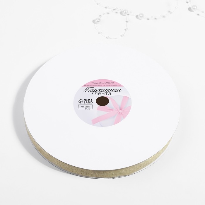 Лента бархатная, с золотым люрексом, 15 мм, 18 &plusmn; 1 м, цвет белый №01