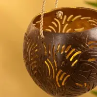 Подсвечник подвесной из кокоса, 9-12 см, коричневый