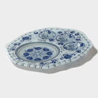 Подставка стеклянная для яиц Доляна &laquo;Цветочная роспись&raquo;, 3 ячейки, 21&times;18 см, цвет белый