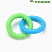 Игрушка жевательная суперпрочная "Два кольца", зелёная/синяя