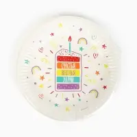 Тарелка одноразовая бумажная &laquo;Счастья, веселья, удачи&raquo;, белая, 18 см