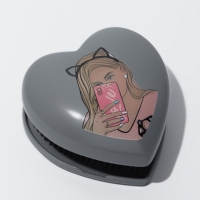 Расчёска массажная &laquo;Сердце&raquo;, складная, 8.5&times;8.5 см, серая