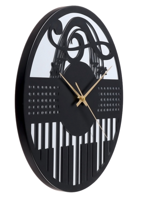 Часы настенные интерьерные &laquo;Пианино&raquo;, плавный ход, d-40 см, с зеркалом