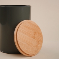 Банка для хранения сыпучих продуктов SL Home &laquo;Каса Перфекто&raquo;, 11&times;15 см, цвет серый, с бамбуковой крышкой