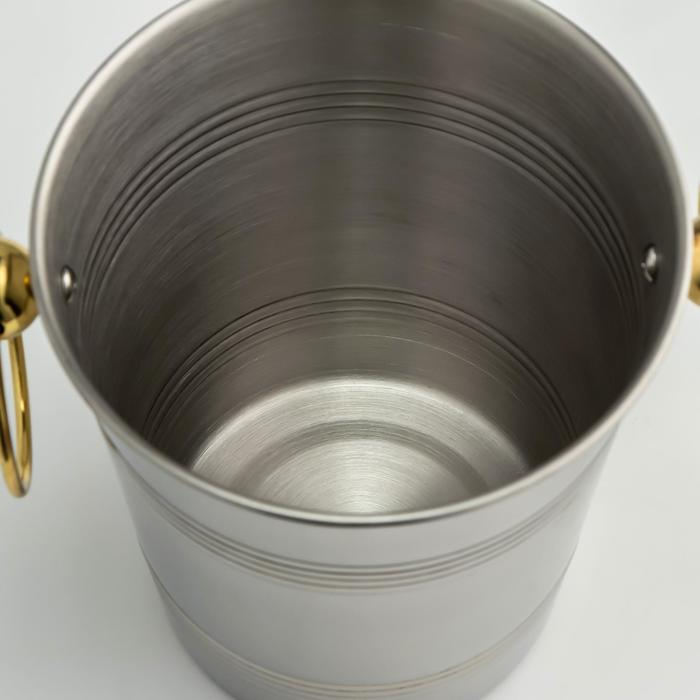 Ведро для льда из нержавеющей стали &laquo;Классик&raquo;, 2,1 л, 20,5&times;15,5&times;17 см, золотые ручки, 201 сталь