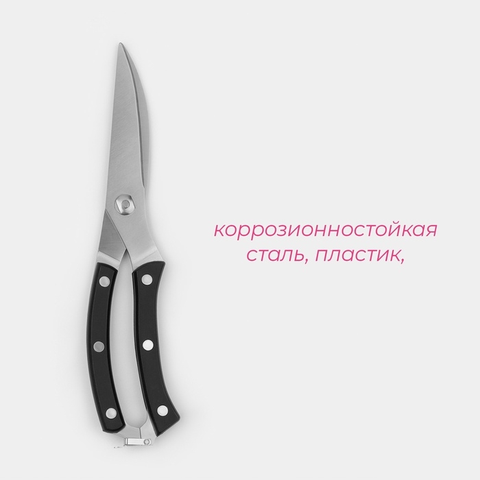 Ножницы для разделки птицы Доляна &laquo;Профи&raquo;, 25&times;4&times;1,5 см, цвет чёрный