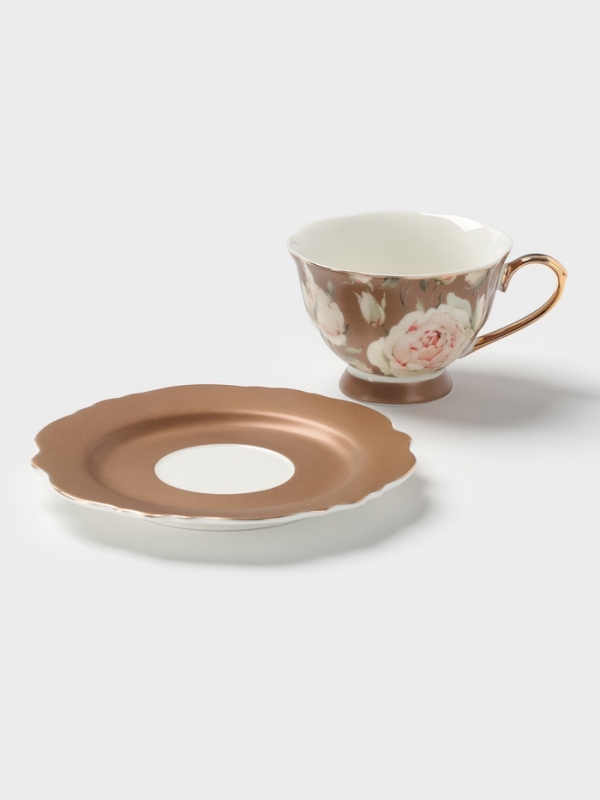 Чайная пара 220 мл WY  "Pink O'hara", бежевый