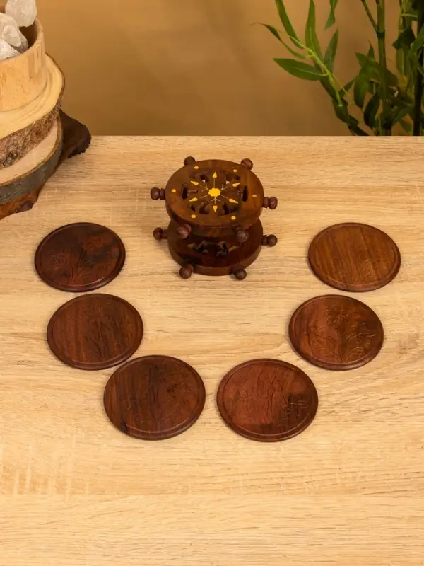 Подставка под горячее "Штурвал" (набор 6 шт), 12х11,5х6,8 см,  дерево шишам