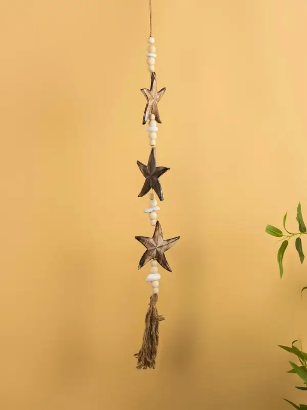 Подвеска декоративная &laquo;Звёздочки&raquo;, 13&times;3&times;100 см, дерево, камень, коричневая