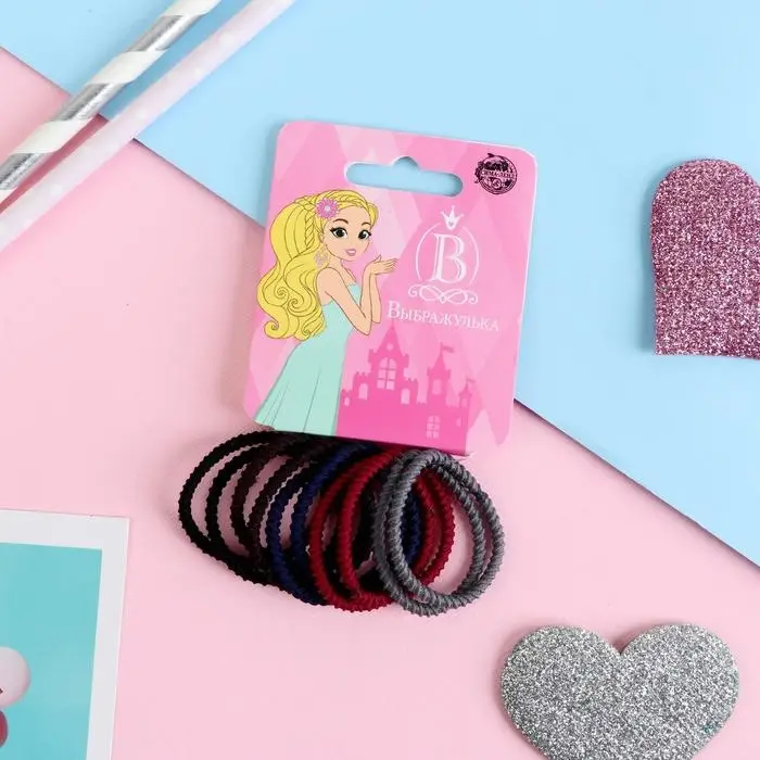 Резинка для волос "Бэлла" (набор 10 шт) тёмные, 3 см