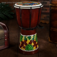 Сувенирный музыкальный инструмент "Барабан Джембе Разноцветный" 13x13x24 см, МИКС